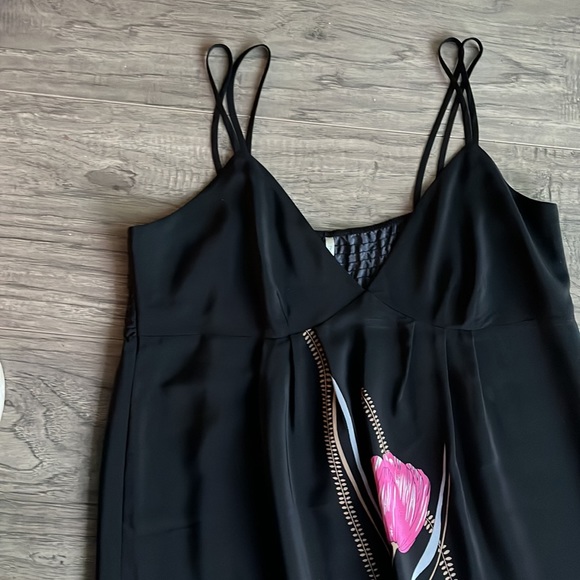 100% SILK Black Floral Dress - Picture 2 of 5